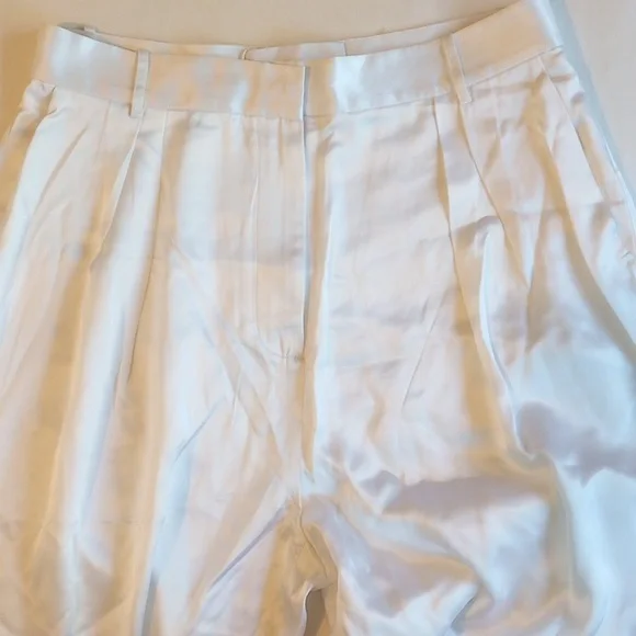NWT Michael Lo Sordo Relaxed Silk Boy Pant 10 Wide Leg White - Picture 4 of 16